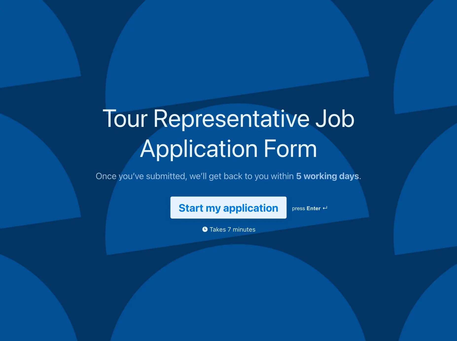 Tour Representative Job Application Form Template Hero