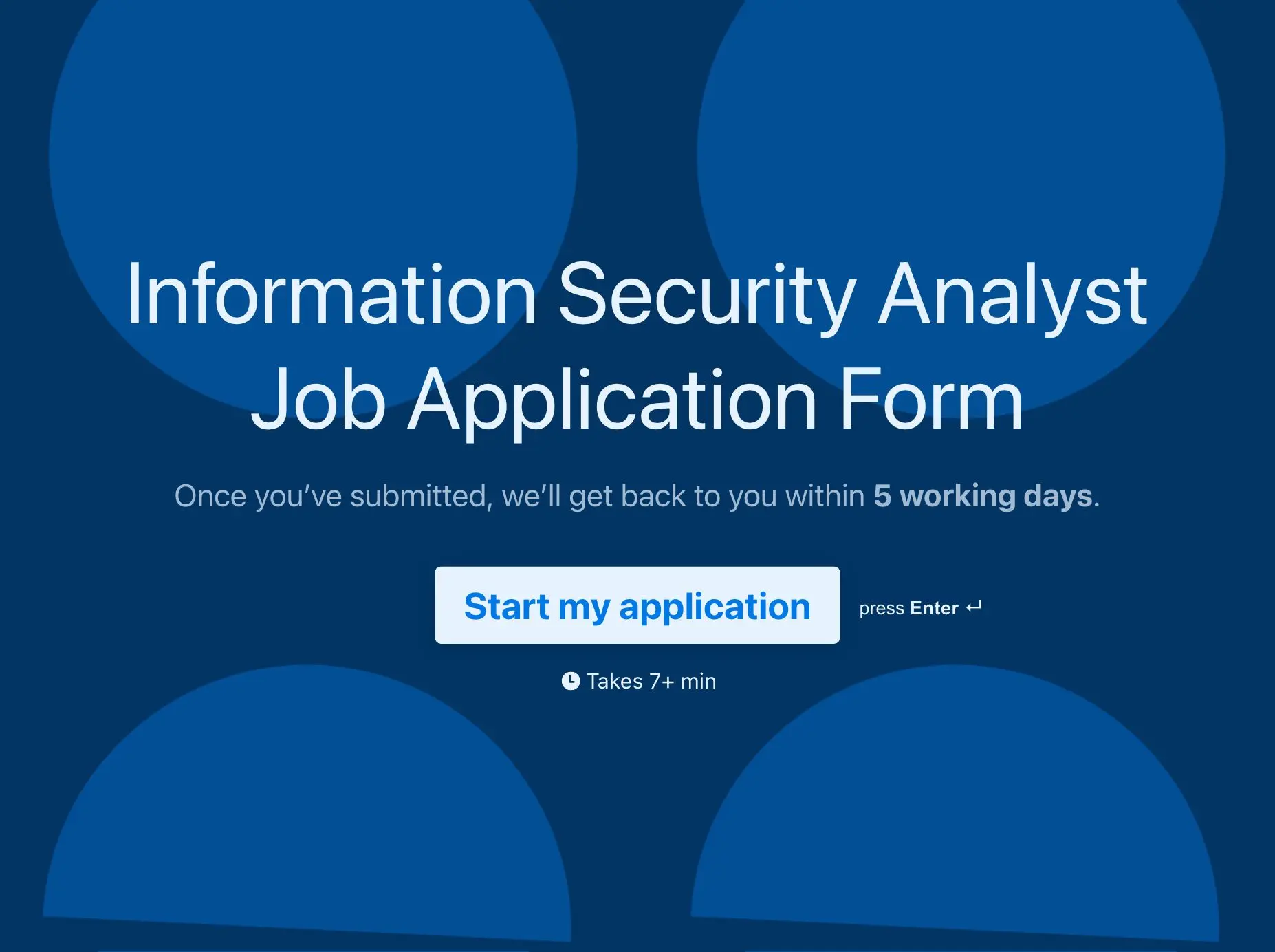 Information Security Analyst Job Application Form Template Hero