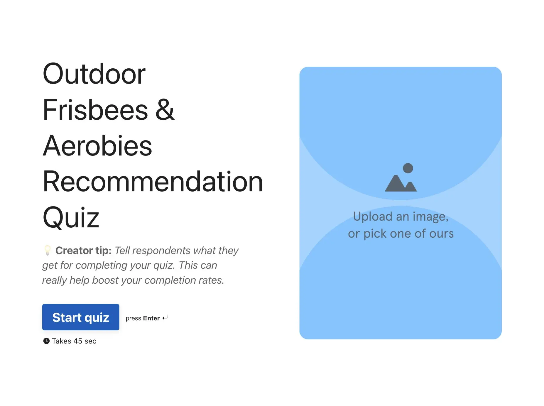 Outdoor Frisbees & Aerobies Recommendation Quiz Template Hero