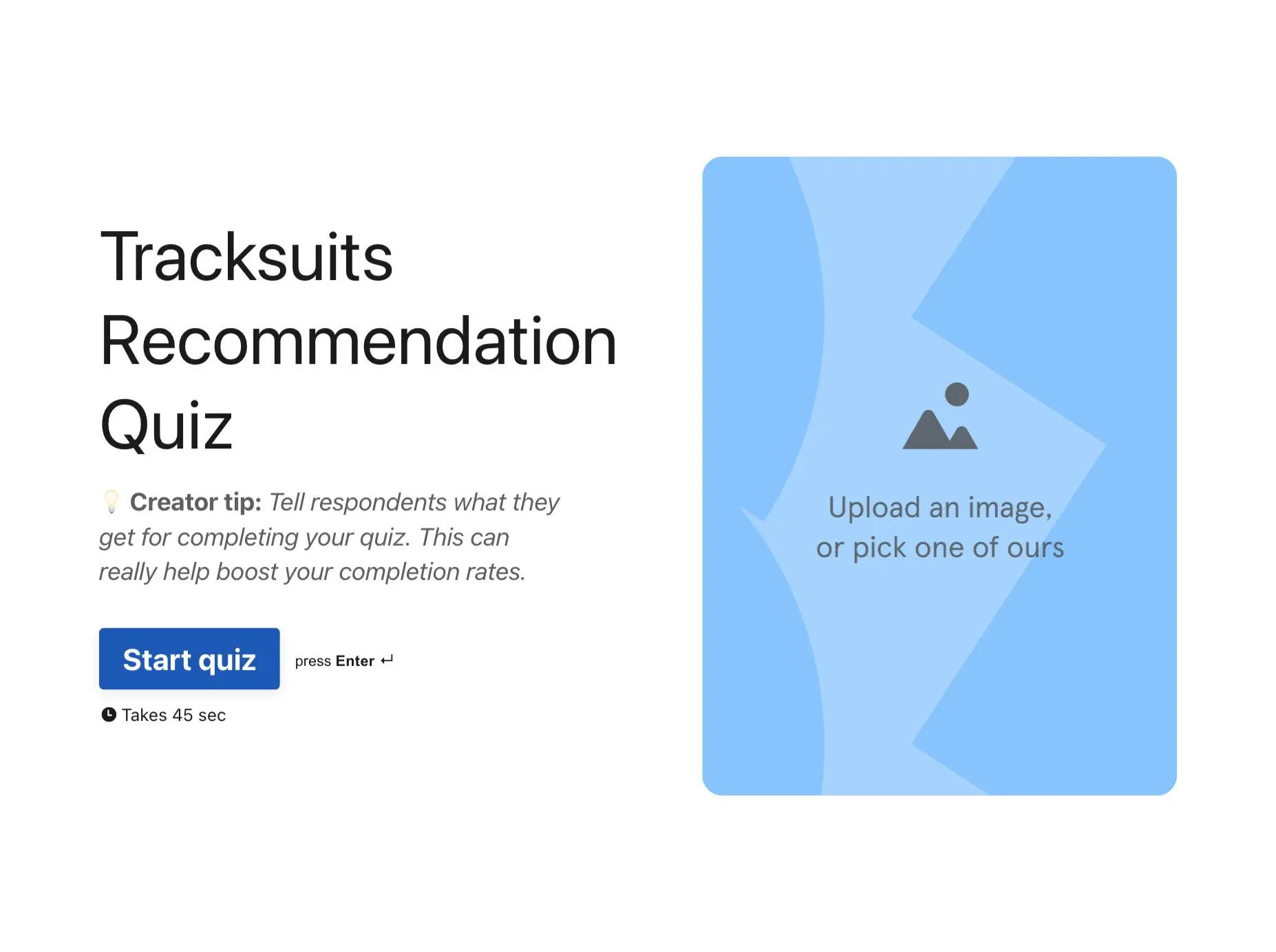 Tracksuits Recommendation Quiz Template Hero