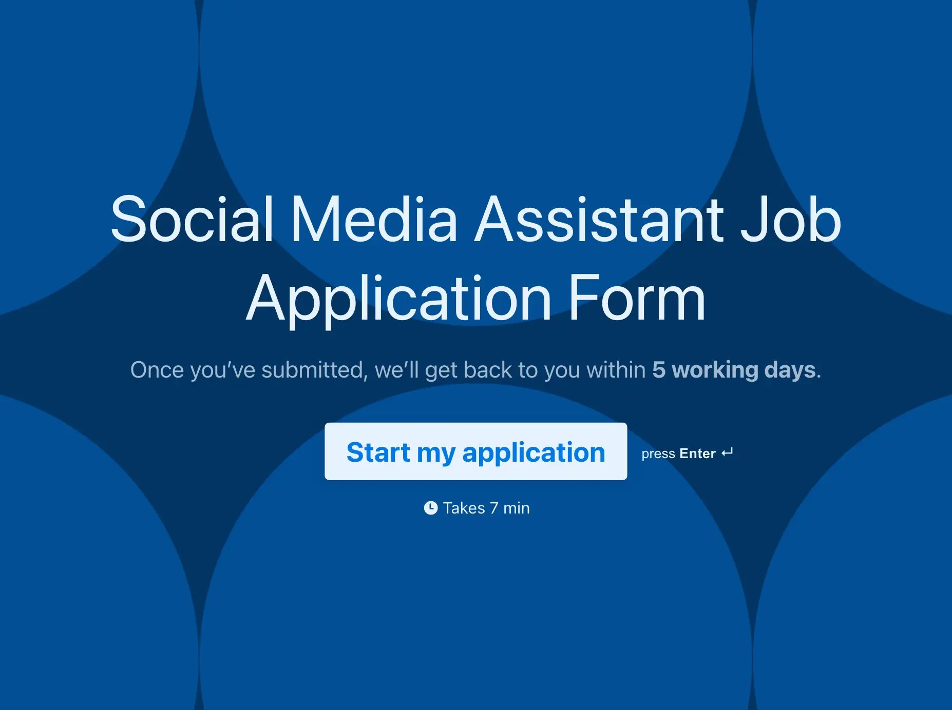 Social Media Assistant Job Application Form Template Hero