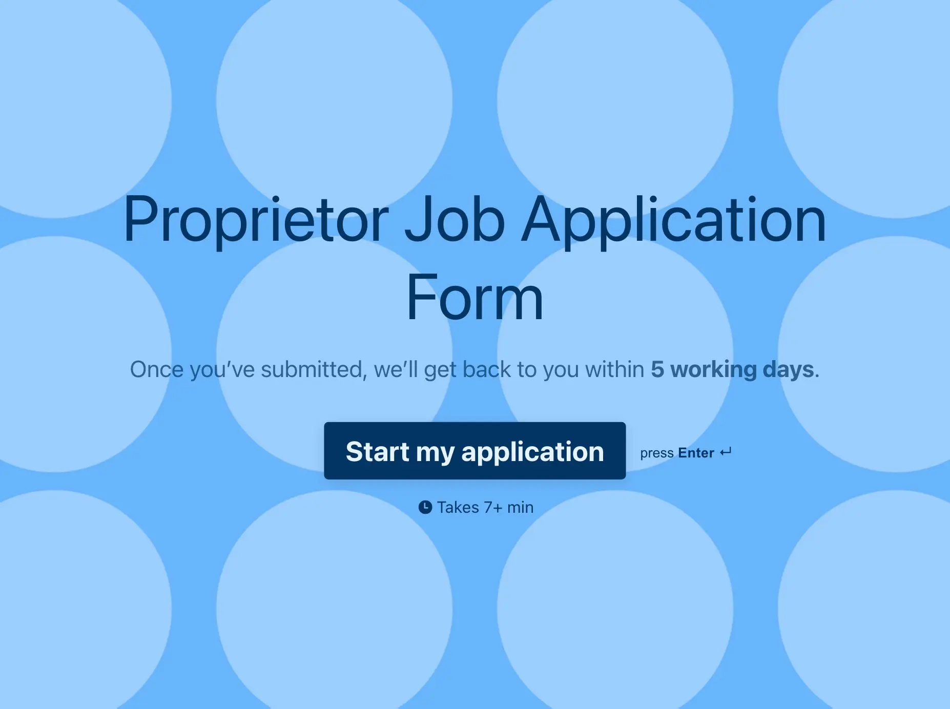 Proprietor Job Application Form Template Hero