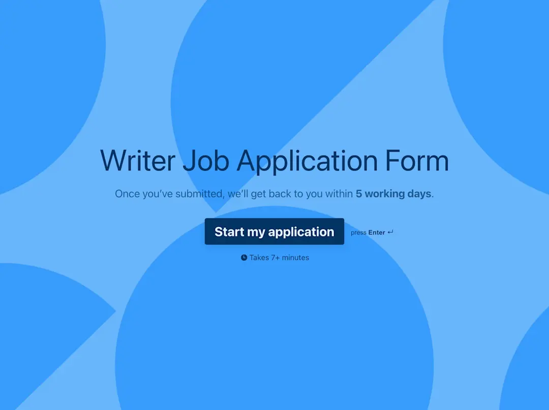 Writer Job Application Form Template