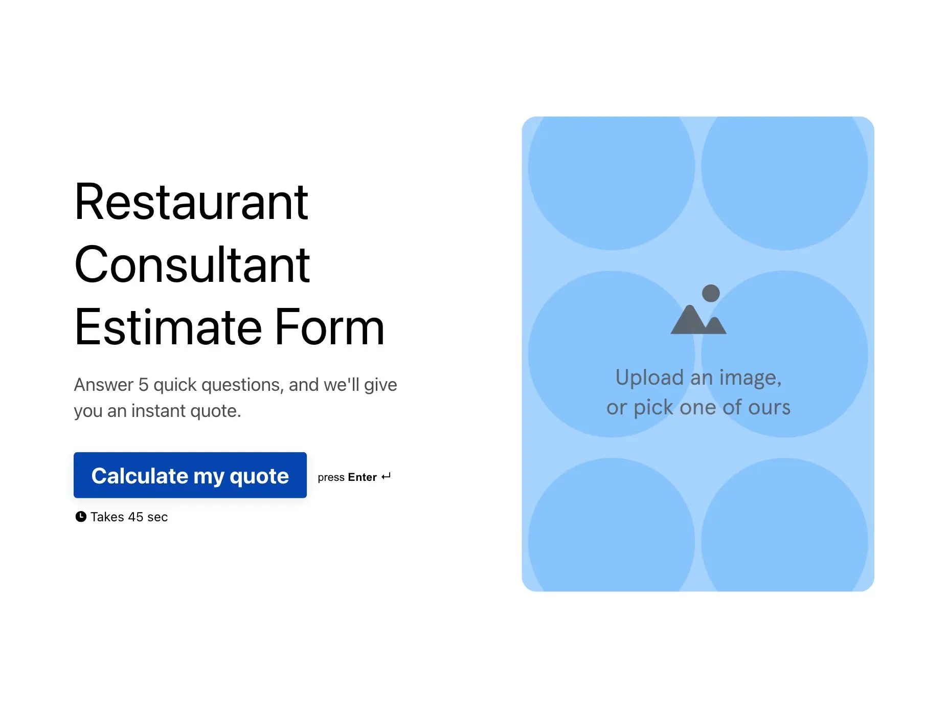 Restaurant Consultant Estimate Form Template Hero