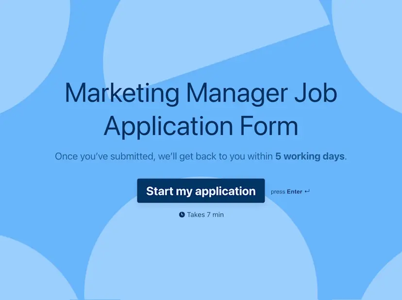 Marketing Manager Job Application Form Template