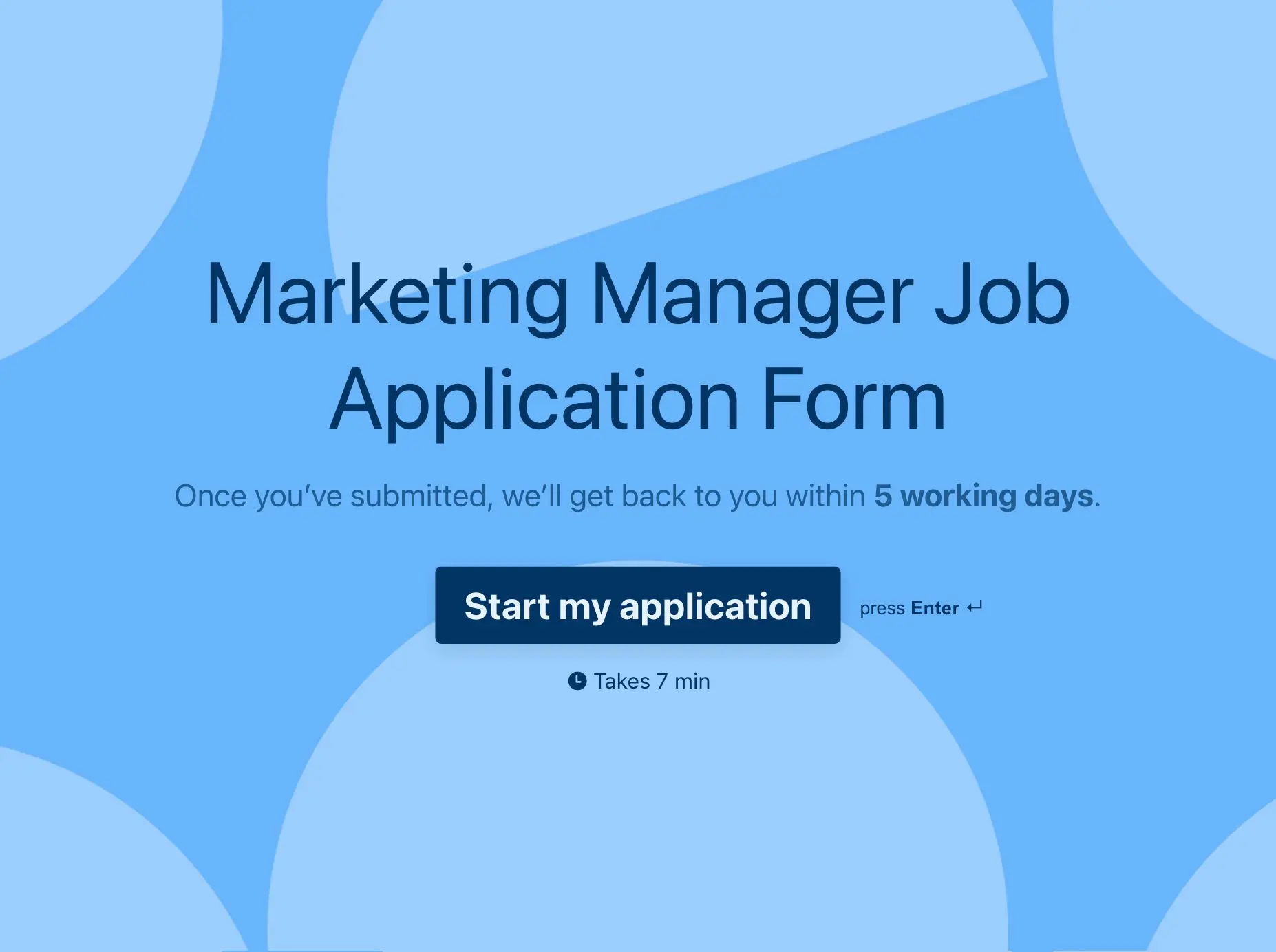 Marketing Manager Job Application Form Template Hero