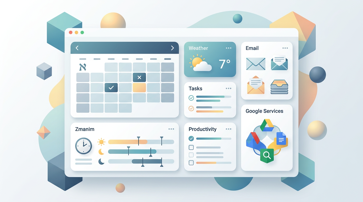 Hebrew Dash: a productivity dashboard with Hebrew calendar integration