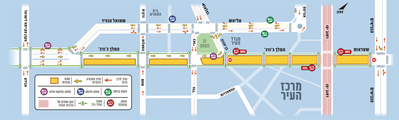 Traffic rearranagements due to roadworks in central Jerusalem. Graphic: Jerusalem Municipality