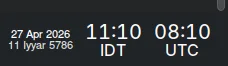 Hebrew Date Widget — next to clock in tray