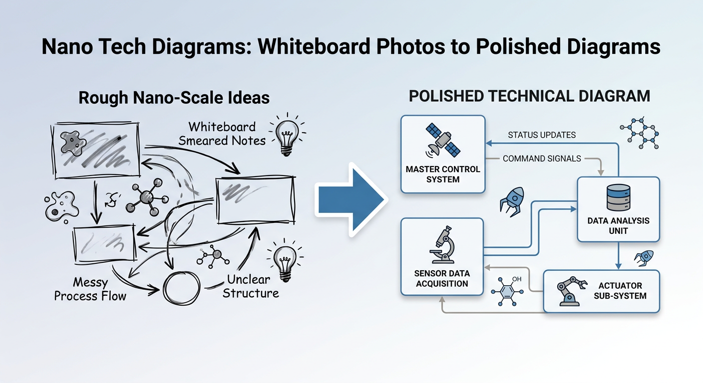 Nano Tech Diagrams: Whiteboard Photos to Polished Diagrams with 28 Style Presets