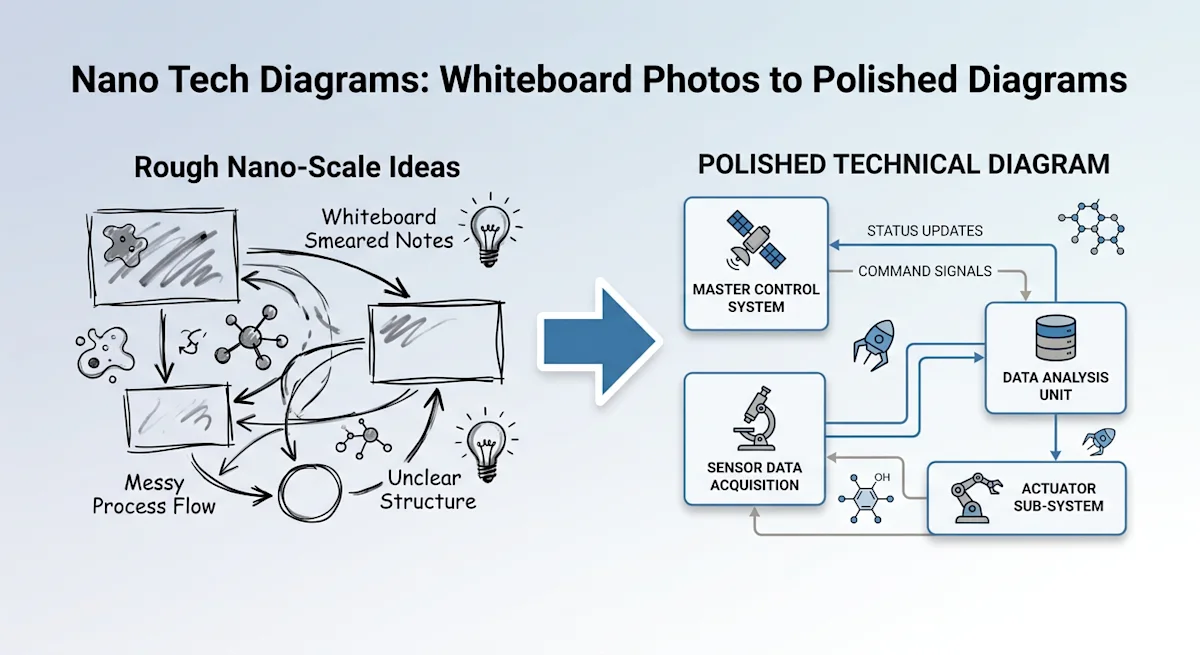 Nano Tech Diagrams: Whiteboard Photos to Polished Diagrams with 28 Style Presets