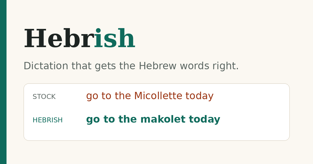 Hebrish: one home for my English-Hebrew speech models