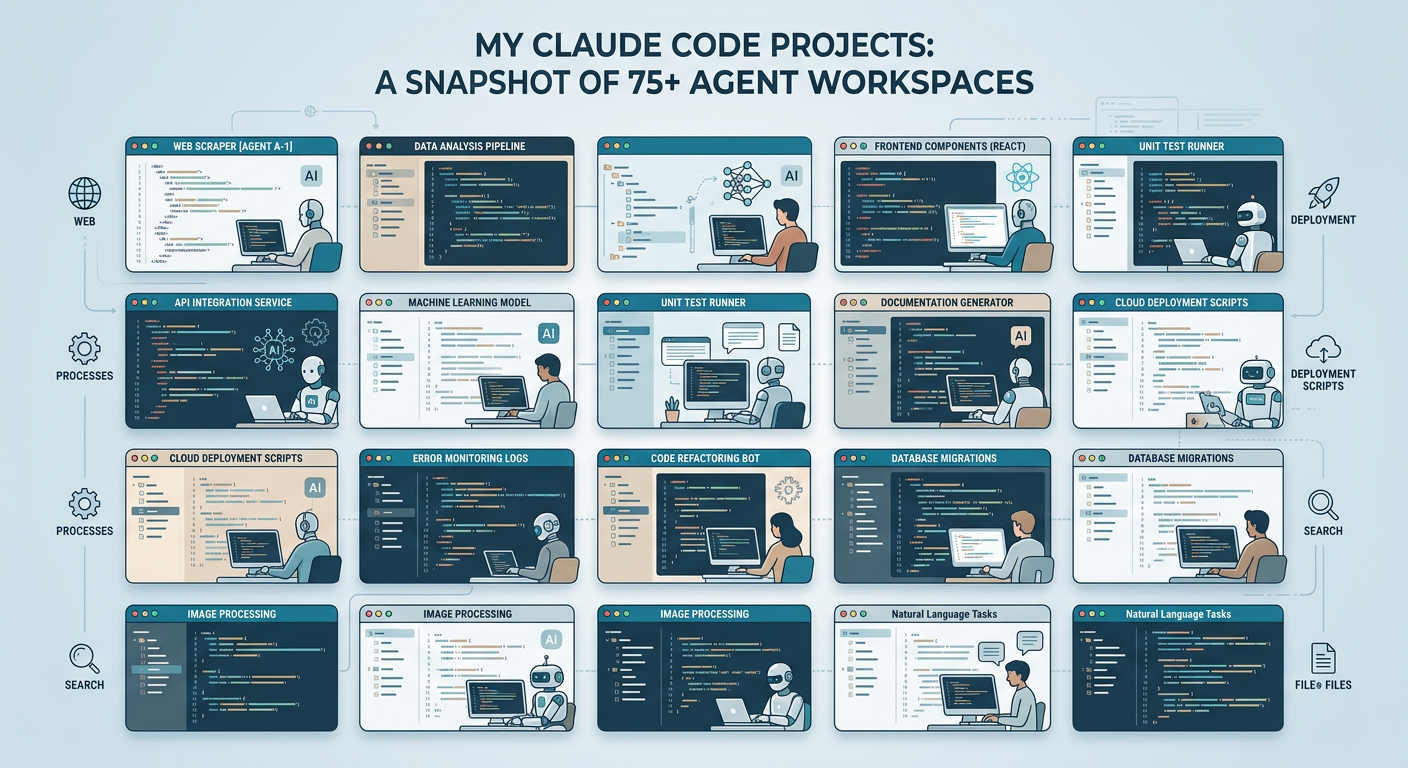 My Claude Code Projects: A Snapshot of 75+ Agent Workspaces