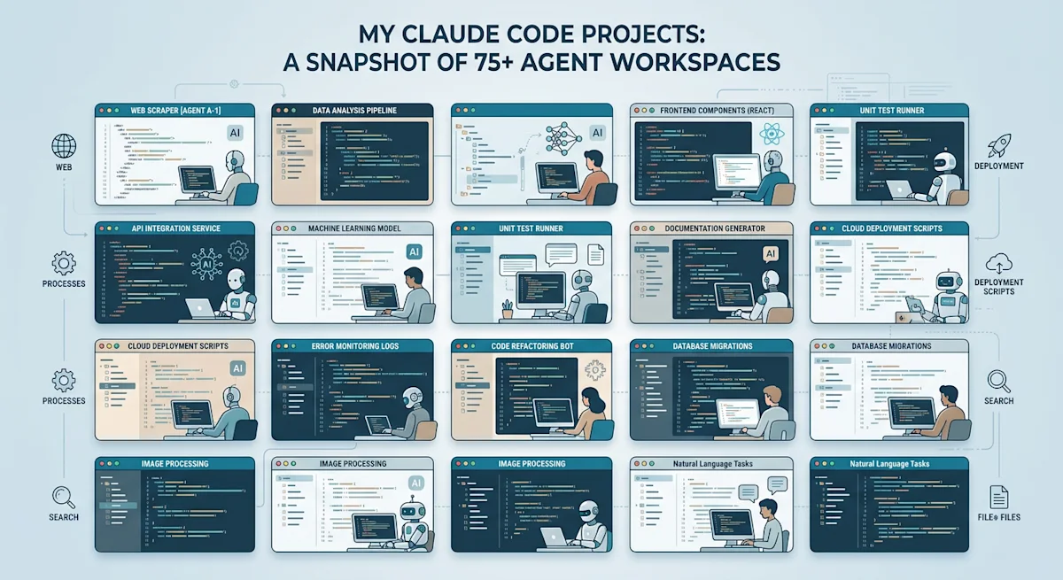 My Claude Code Projects: A Snapshot of 75+ Agent Workspaces