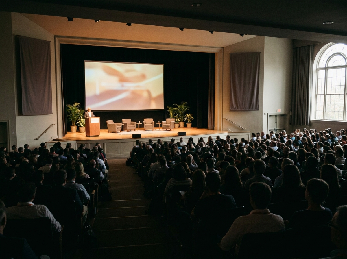 An audience attends a session at a nonprofit leadership conference.