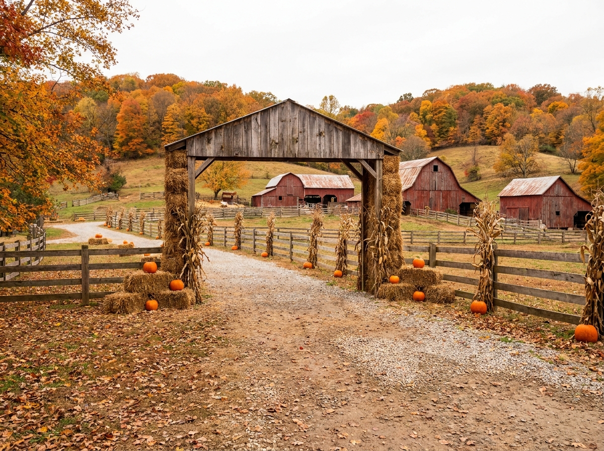 An organized entrance to a farm festival, demonstrating effective crowd management.
