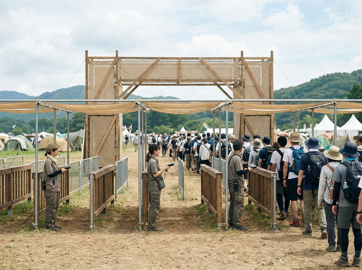 A well-managed festival entrance, powered by an efficient ticketing system.