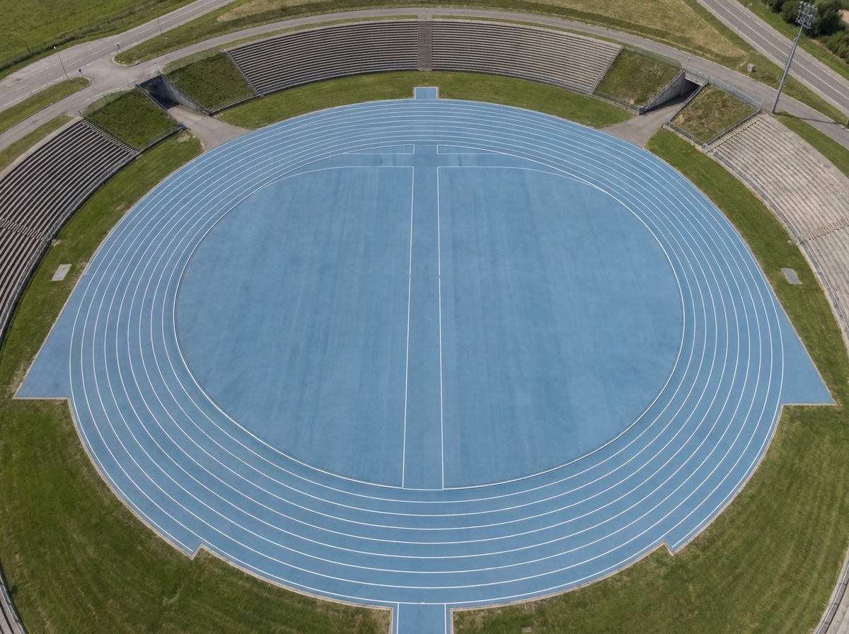 An empty running track symbolizing a gym track event.