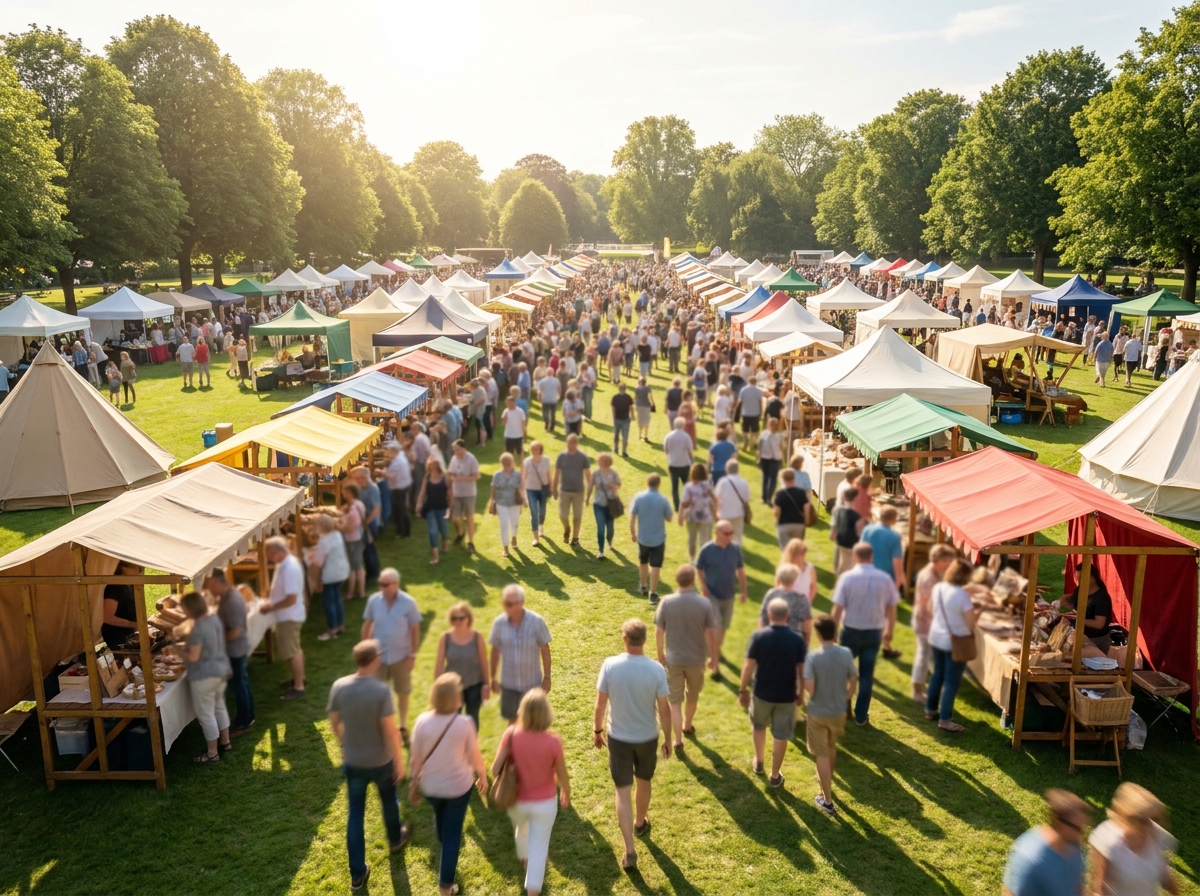 A sunny community fair event supporting a nonprofit.