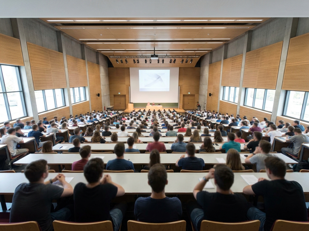 A university lecture hall filled with students for an educational event organized with Eventbrite.
