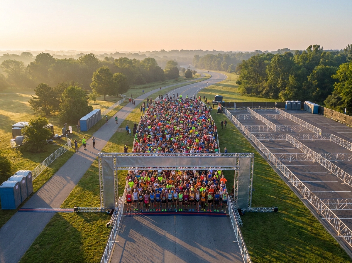 Thousands of participants at a large-scale running event, demonstrating high-capacity event management.