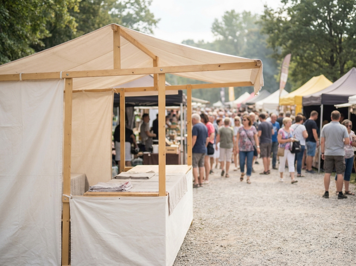An event vendor stall, highlighting the commercial aspects managed by an event management system.