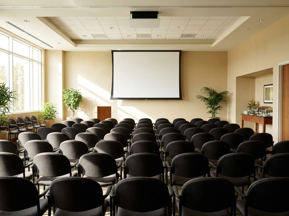 Conference room prepared for a nonprofit seminar or board meeting.