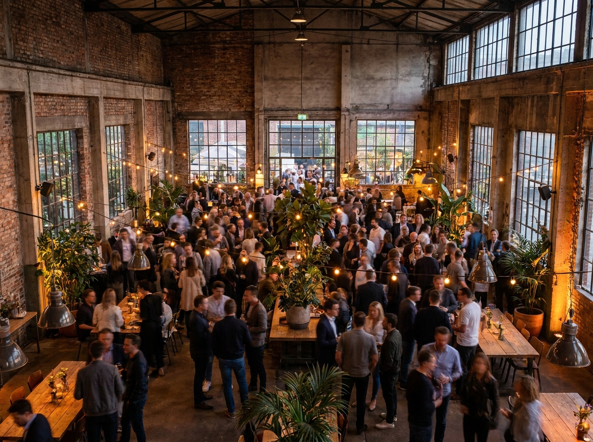 Attendees networking at an exclusive retail brand product launch event.