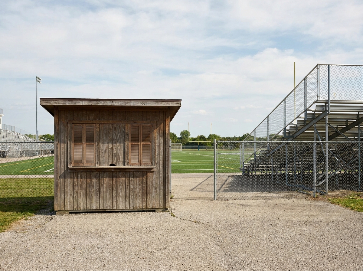 An empty high school sports field before an event.