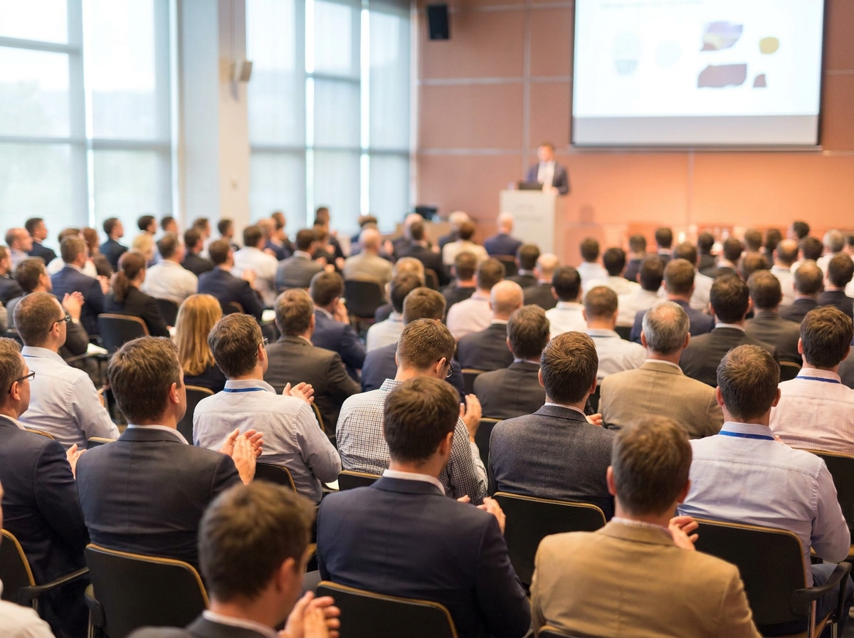 An engaged audience at a professional small business conference.