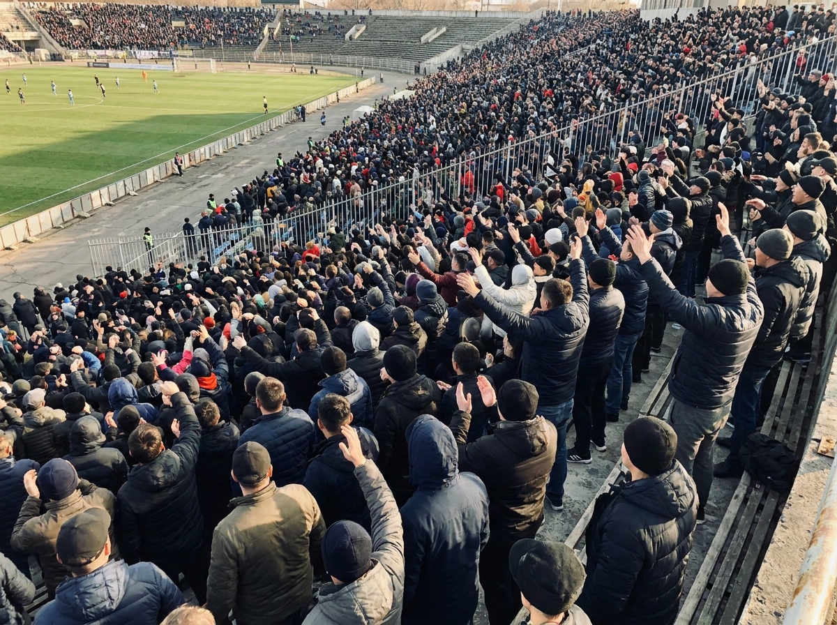 A large crowd of fans in stadium seating, demonstrating the audience reach of a sports event ticketing platform.