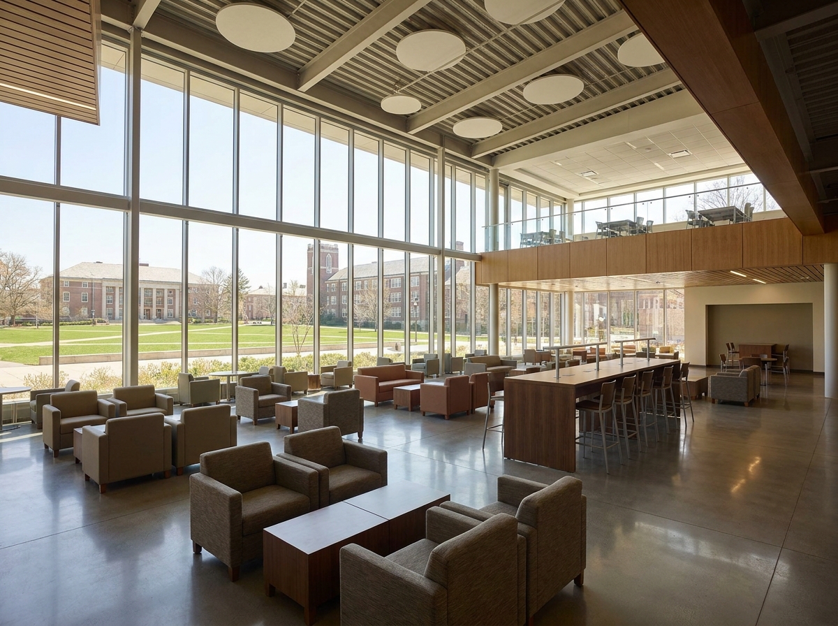 A modern student union, a central place for student organization events.