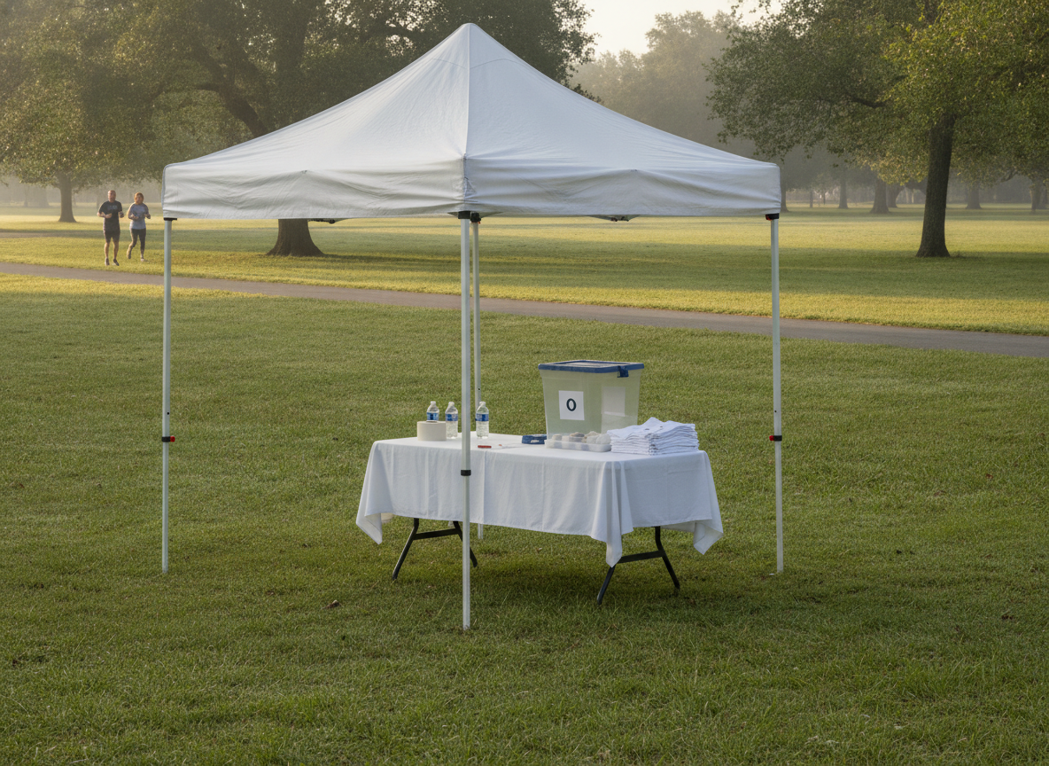An event check-in area ready for a fundraising event.
