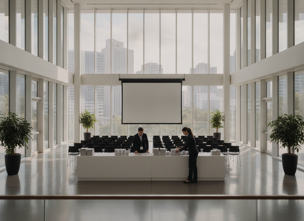 Event staff prepared for check-in, a process simplified by integrated marketing tools.