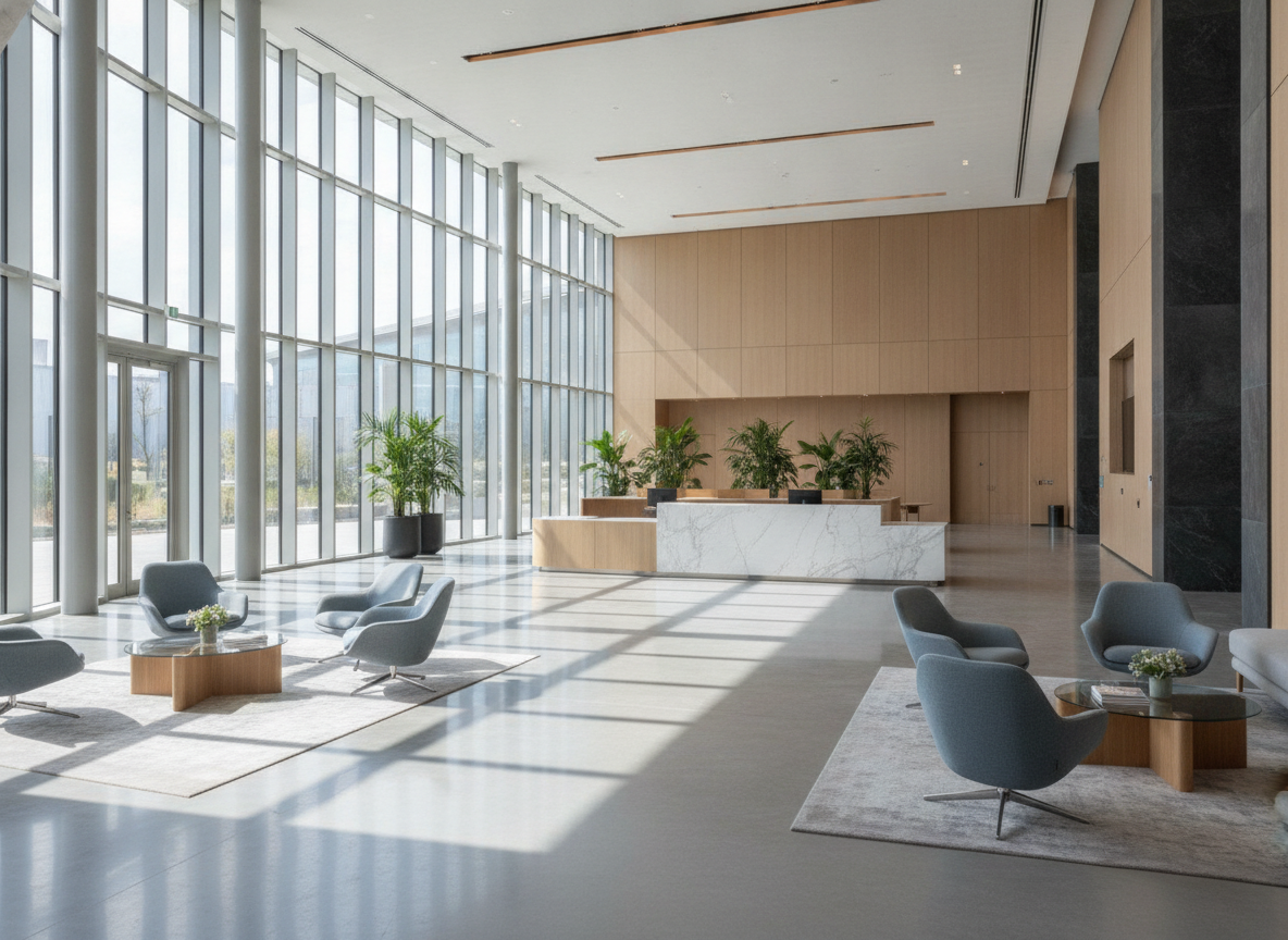 The lobby of an event venue, showcasing a professional space for secure event payment.