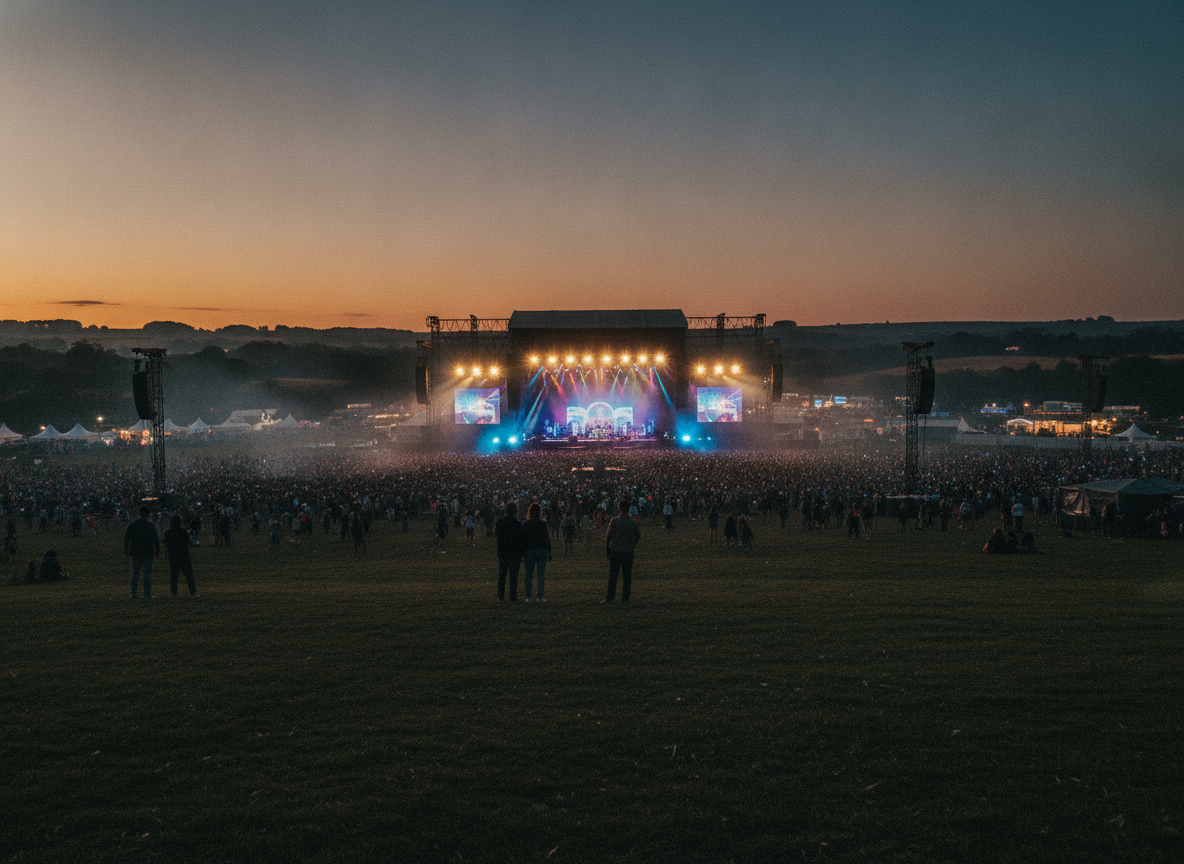 A large crowd at a music festival, reached through online event promotion.