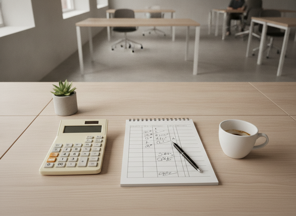 A desk with financial planning tools, representing streamlined event organizer payment.