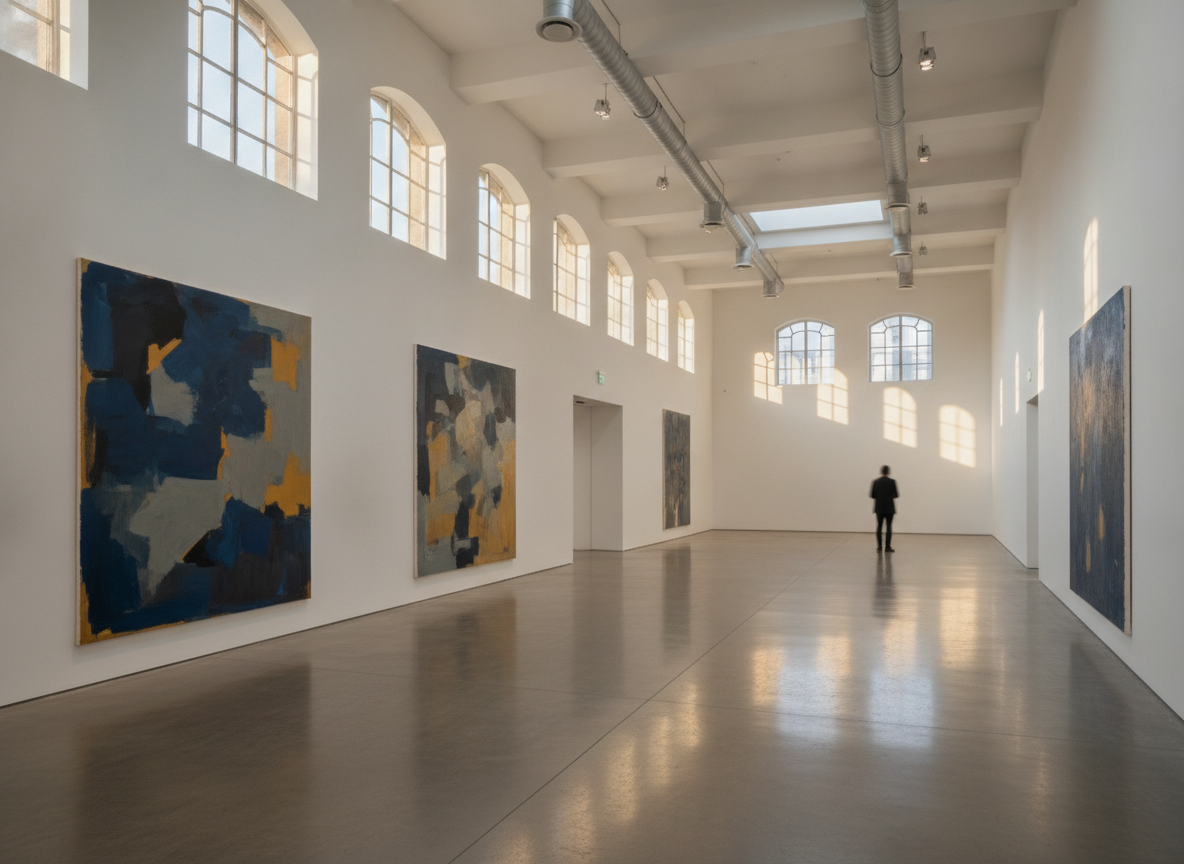 An empty art gallery being set up for an exhibition, an example of an event powered by Eventbrite.