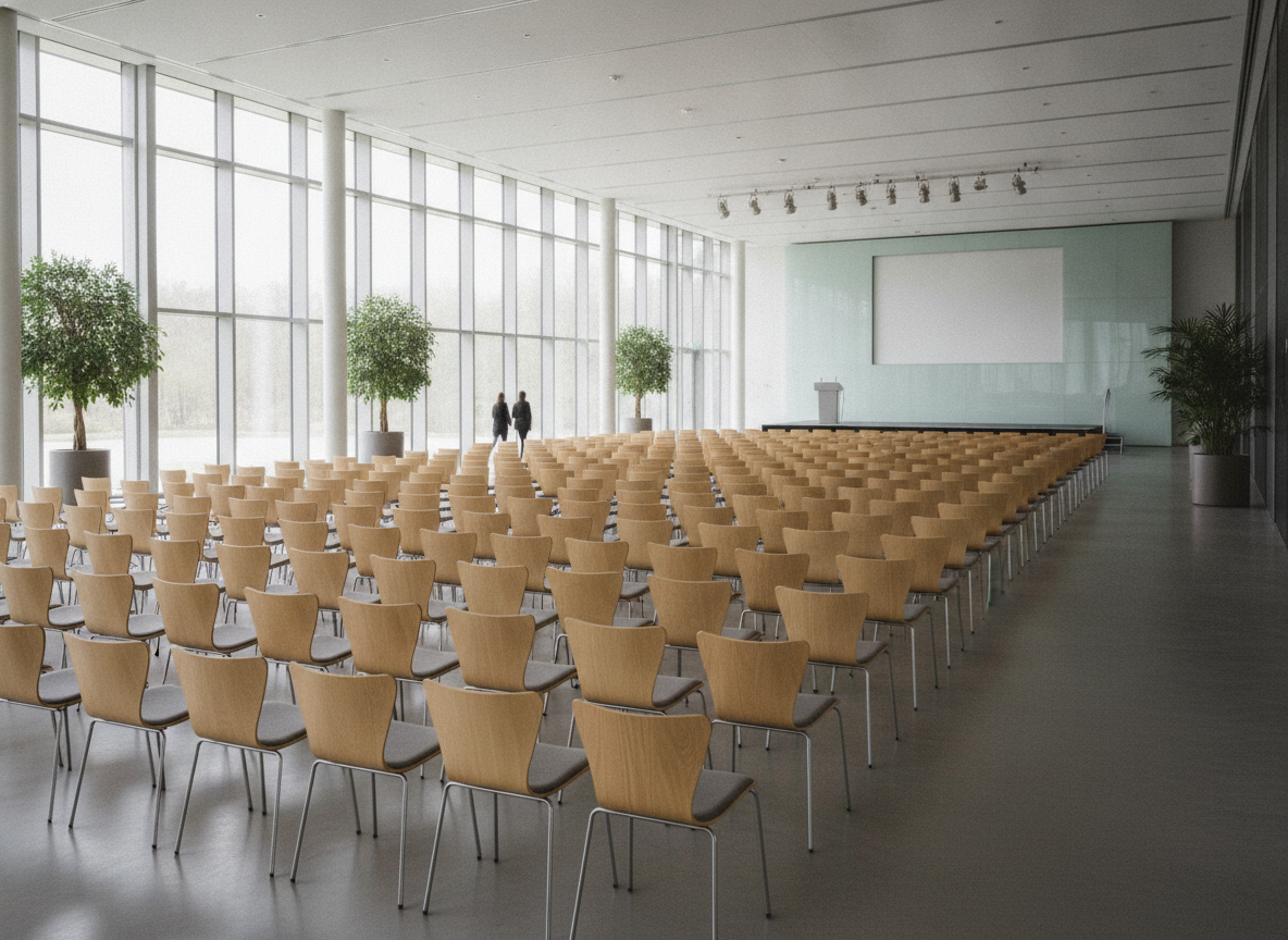 An empty auditorium, representing the potential audience for online ticket sales.