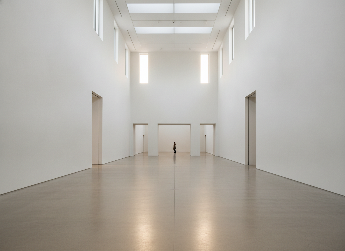 An empty art gallery, representing clear and transparent financial reporting for events.
