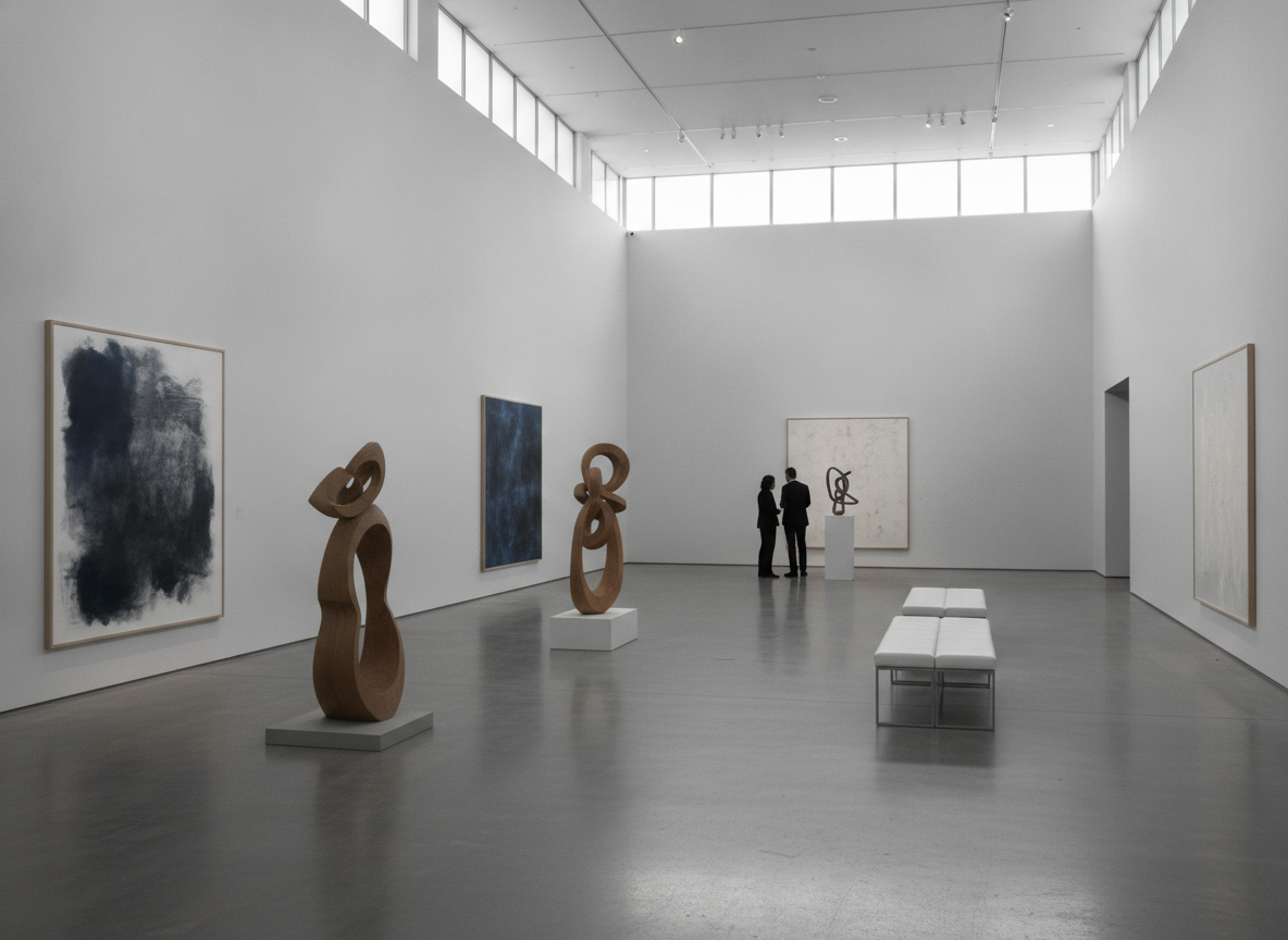 An empty, well-lit gallery space, illustrating a simple and seamless event experience.