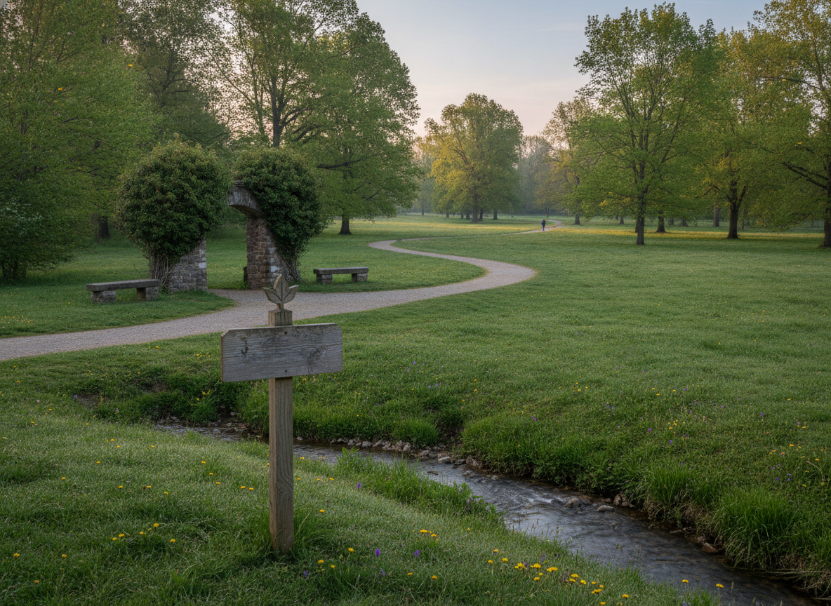 The entrance to a park ready for a spring holiday event.
