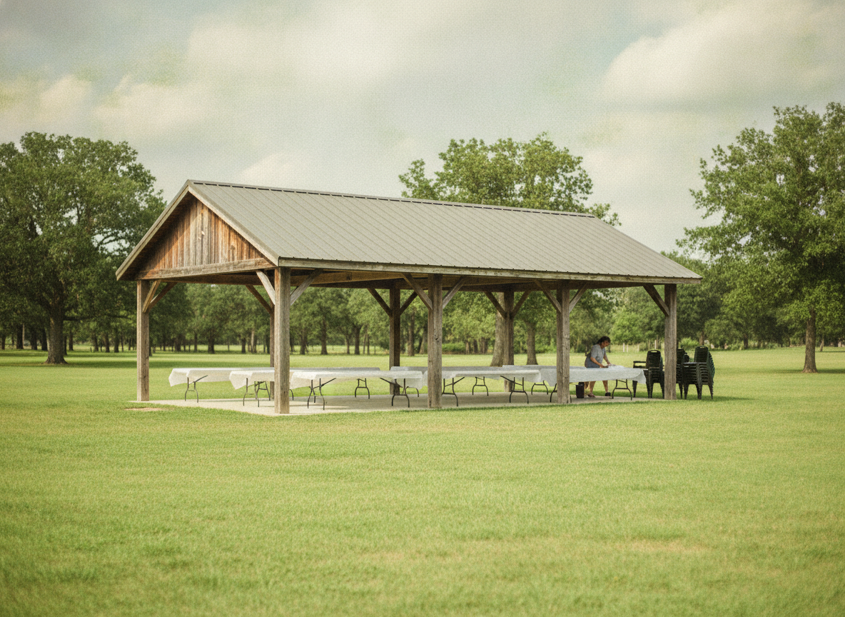 A park pavilion set up for a local family support event.
