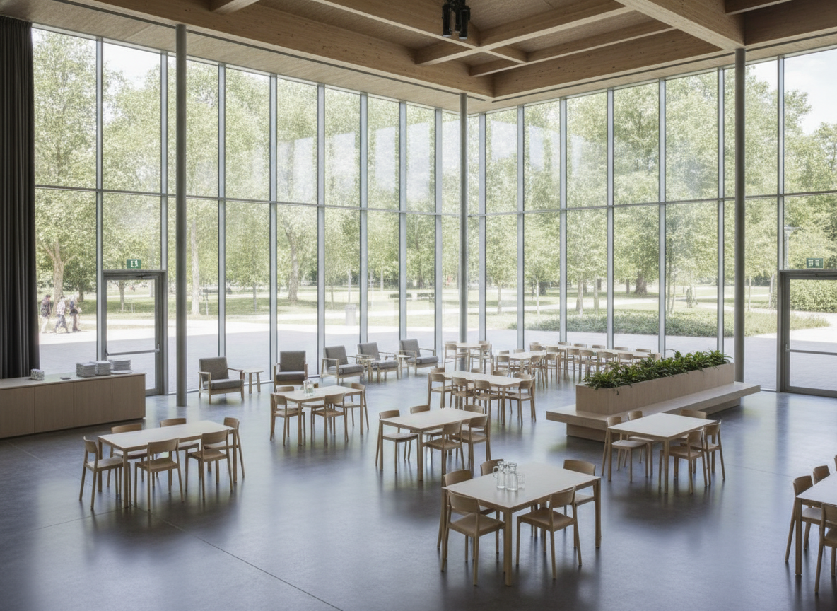 A bright and airy community space set up for a family event.