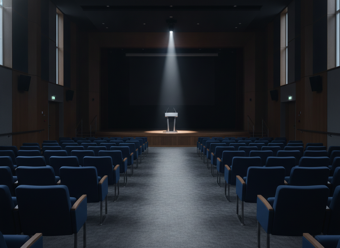 An empty theater set for a major product announcement.