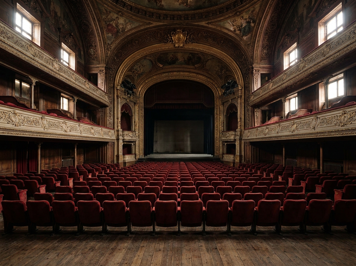 Empty historic theater in Abilene ready for a performance.