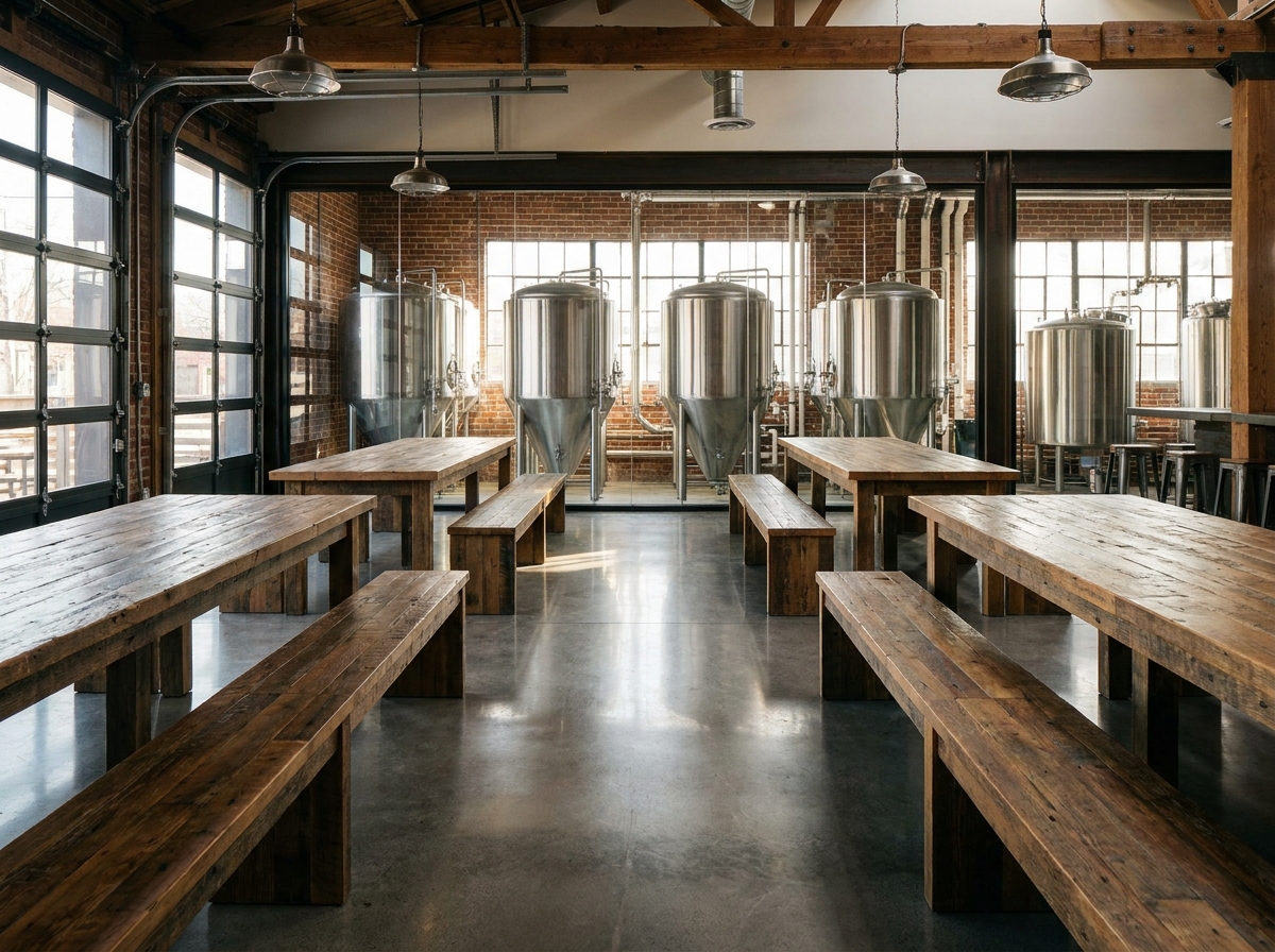 A local Abilene brewery space prepared for a tasting event.