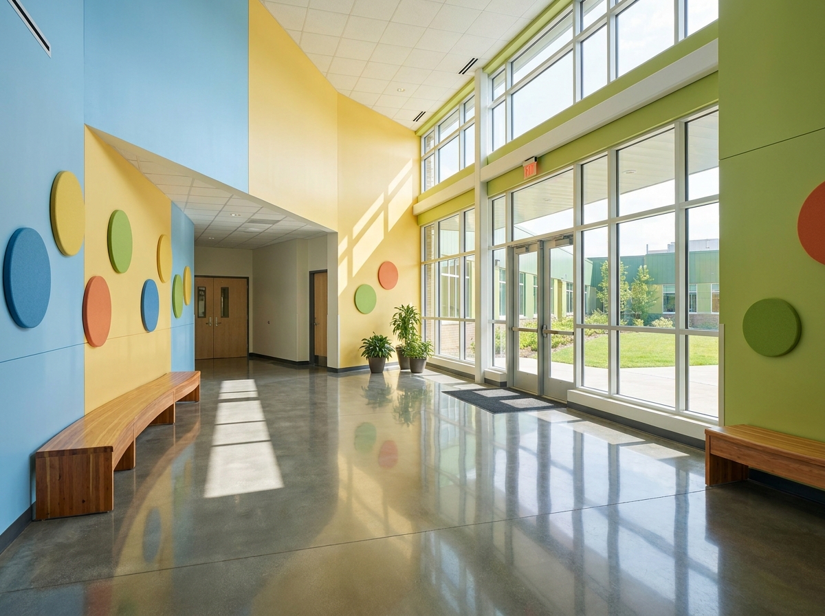 The safe and welcoming entrance to a school for an after school care program.
