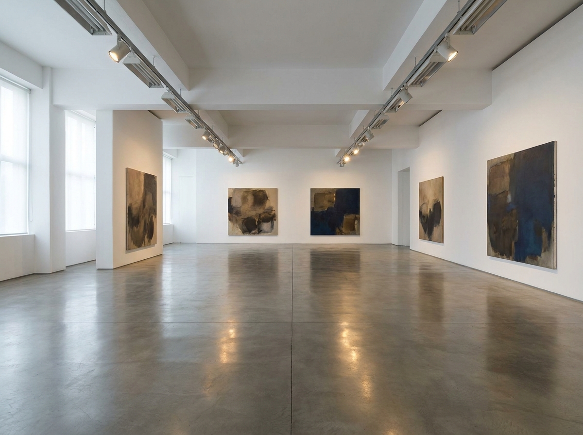 An empty art gallery in Albany prepared for an exhibition opening.