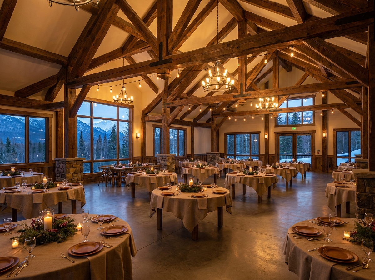 A community hall in Anchorage prepared for an evening event.